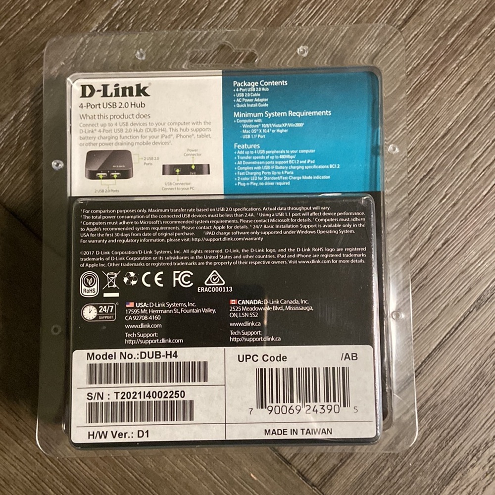 NWOT D-Link USB 2.0 Hub Black - Picture 6 of 9